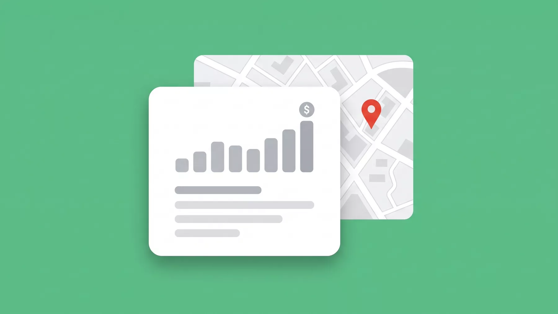 Business listing with a rising bar chart and a coin icon