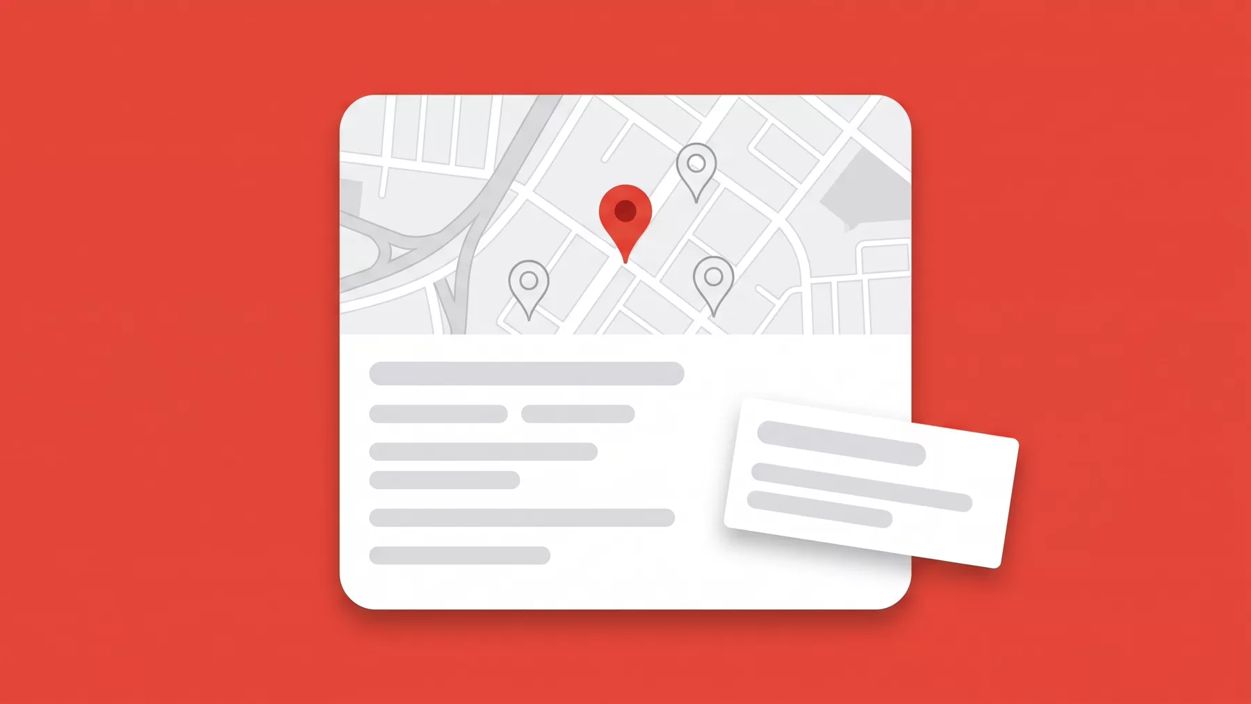 Business listing with its own pin and three nearby competitor pins on the map