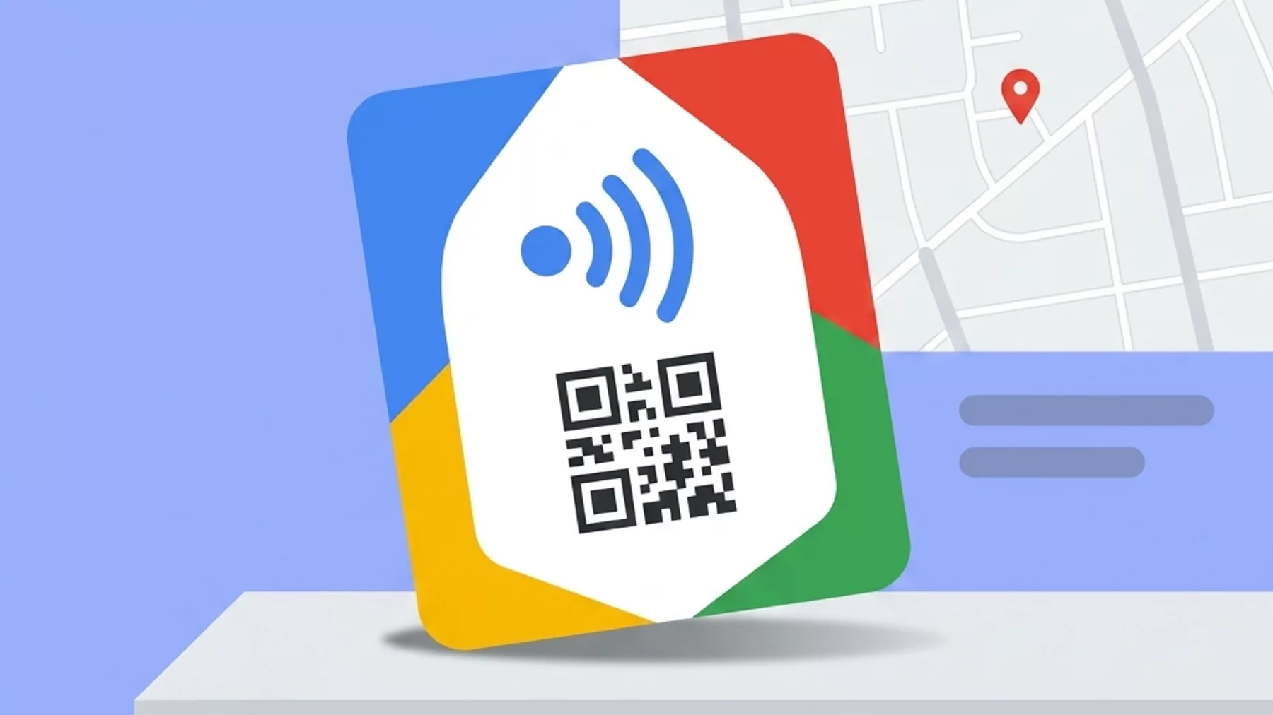 Placa física con NFC y QR apoyada sobre una superficie de mostrador
