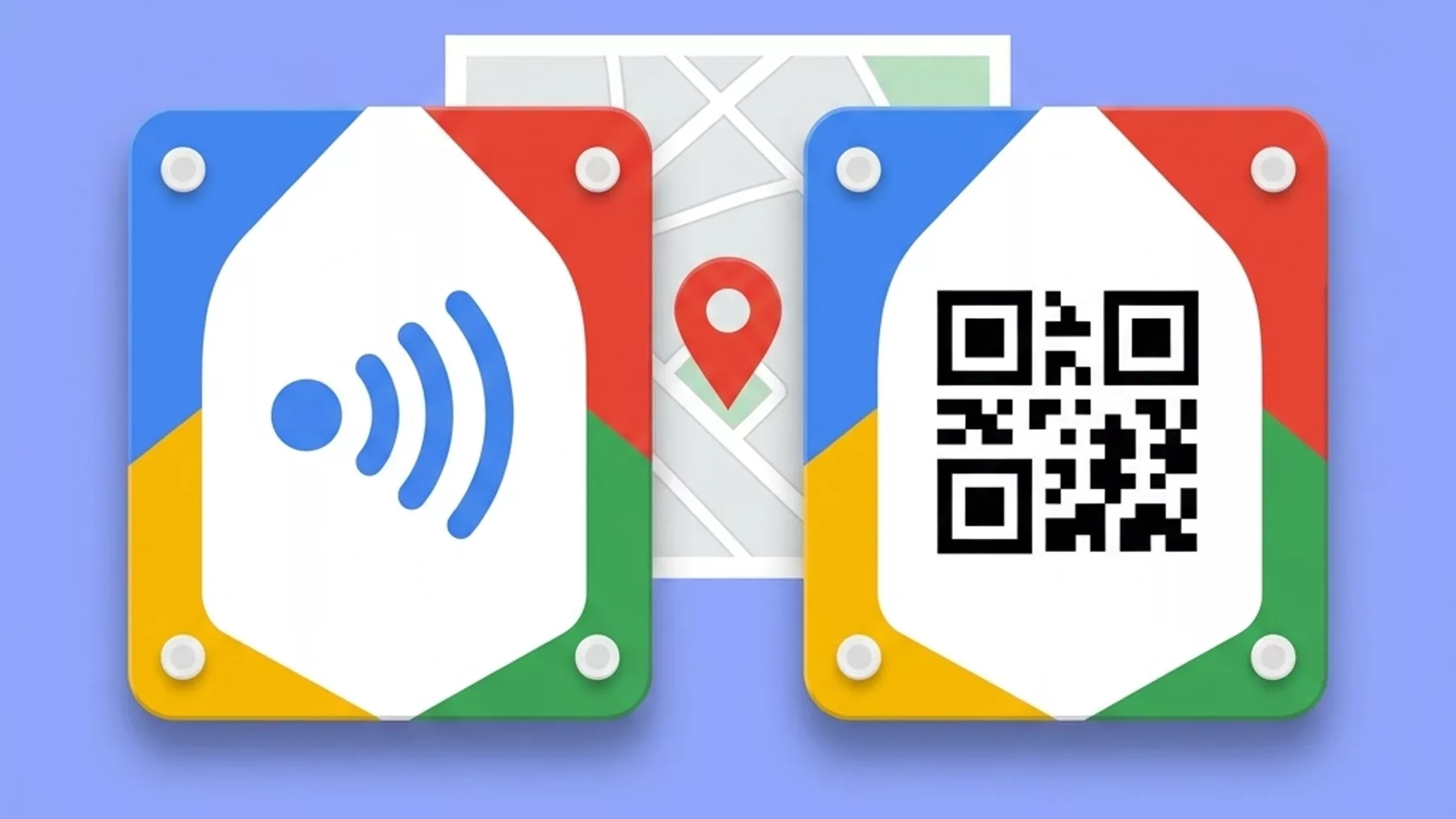 Dos tarjetas lado a lado, una con símbolo NFC y otra con patrón QR